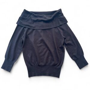 The Limited Silk Cashmere Blend Dark Chocolate Brown Off-Shoulder Sweater M